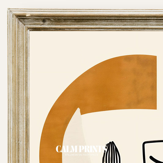 Abstract art print of a graceful woman with botanical details