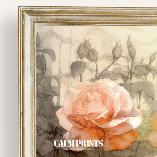 Ethereal artwork of delicate flowers drifting in a tranquil dreamscape