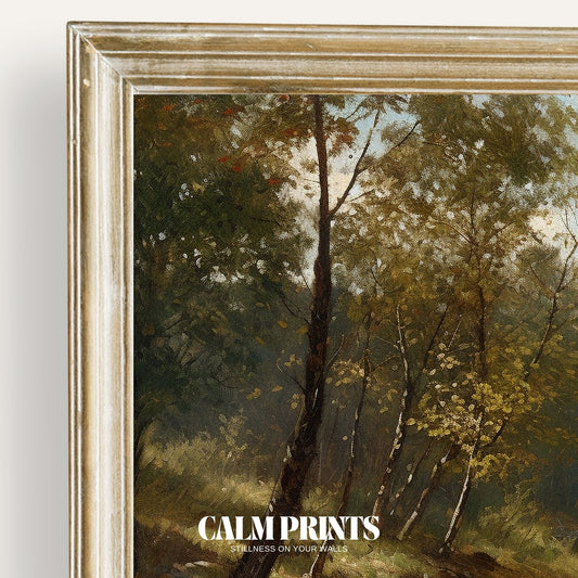 Landscape art of a serene river retreat surrounded by soft greenery