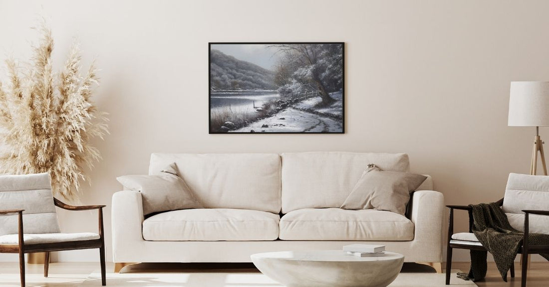 Calmprint snow landscape poster of frosted trees under a pale winter sky