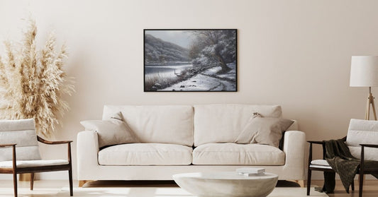 Calmprint snow landscape poster of frosted trees under a pale winter sky