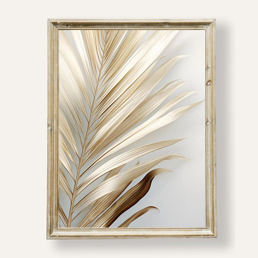 Elegant Beige Palm Leaf on Neutral Background Poster