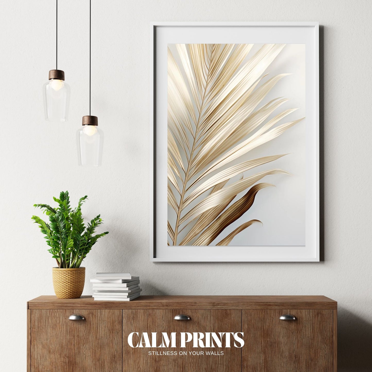 Elegant Beige Palm Leaf on Neutral Background Poster