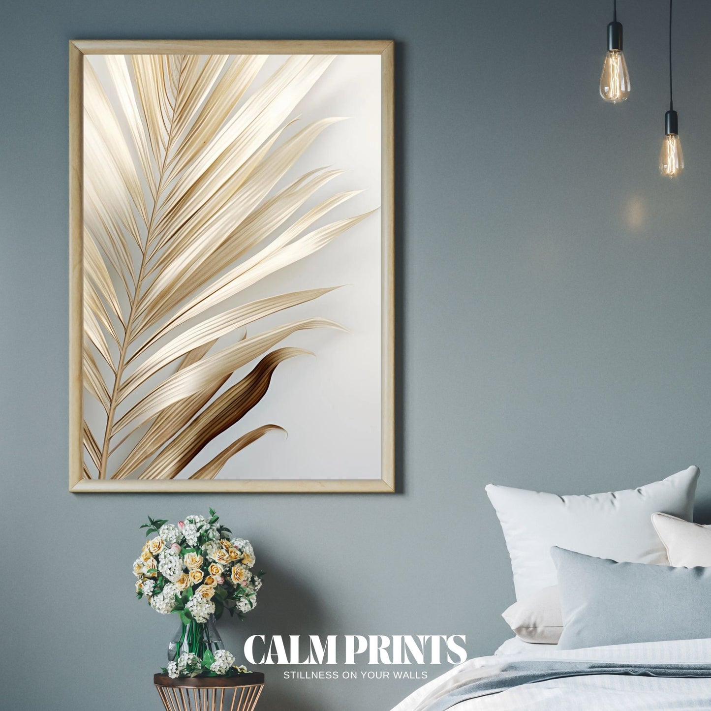 Elegant Beige Palm Leaf on Neutral Background Poster