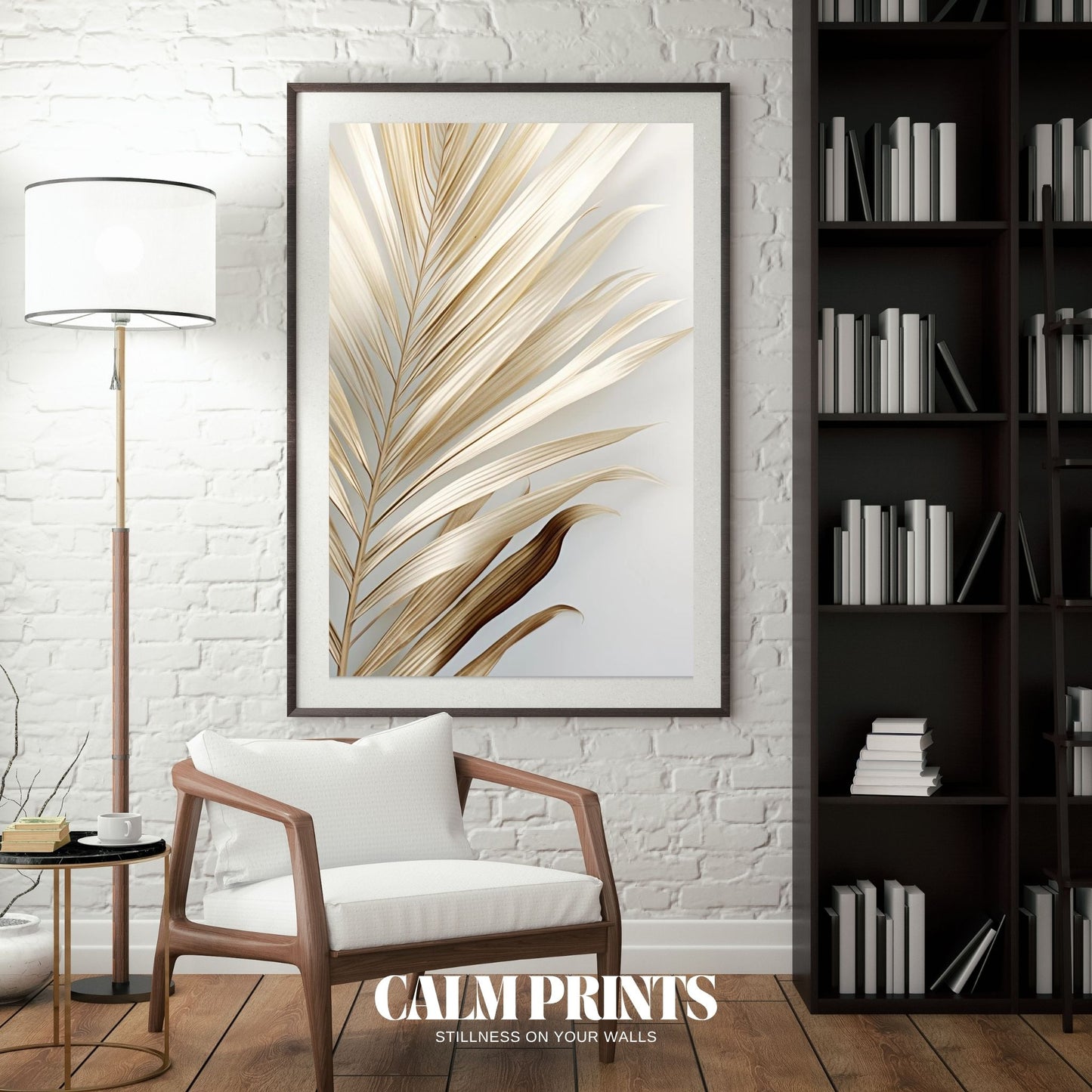 Elegant Beige Palm Leaf on Neutral Background Poster