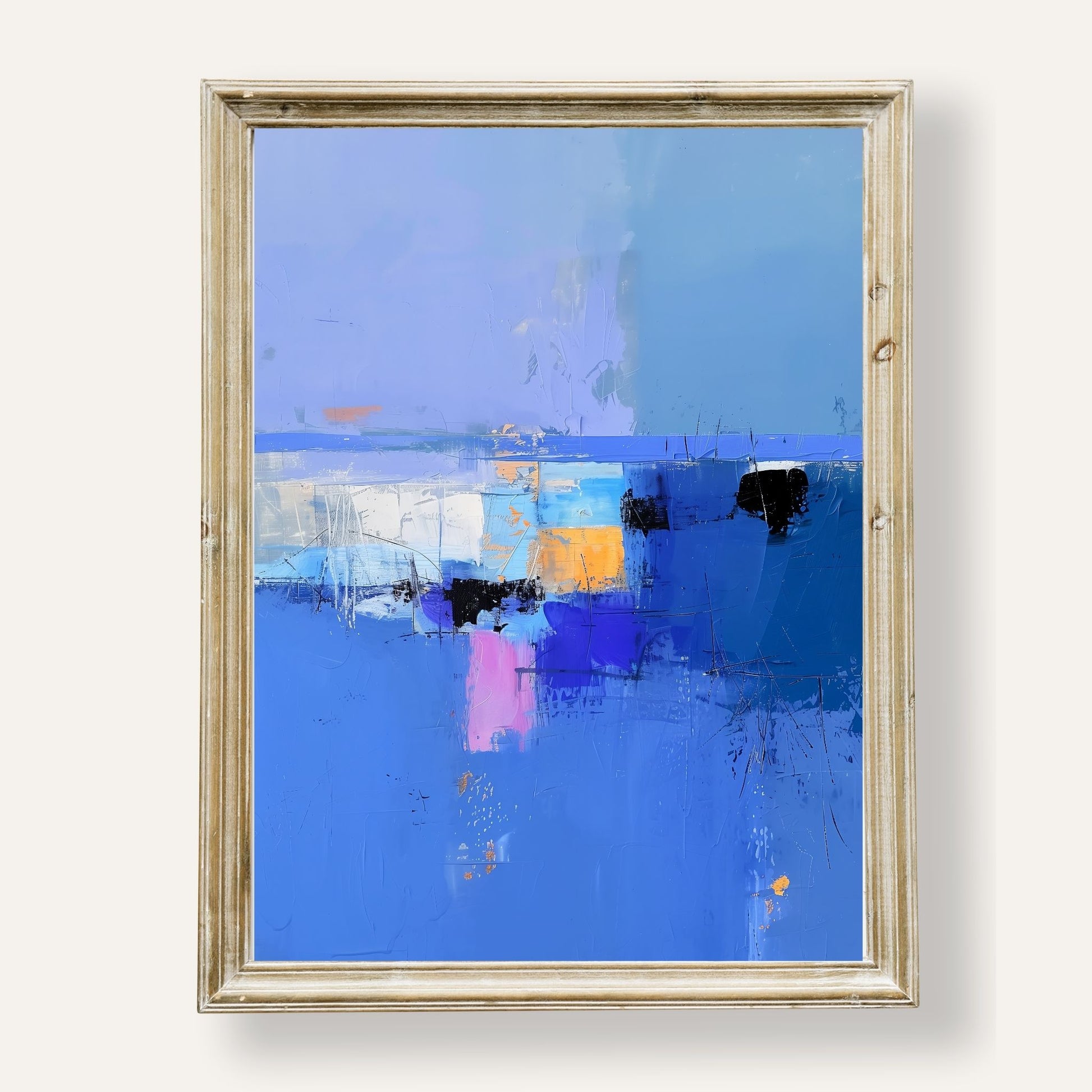 Abstract art print in calming blue tones for serene wall décor