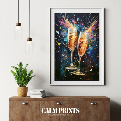 Abstract scene with lively splashes evoking the spirit of celebration
