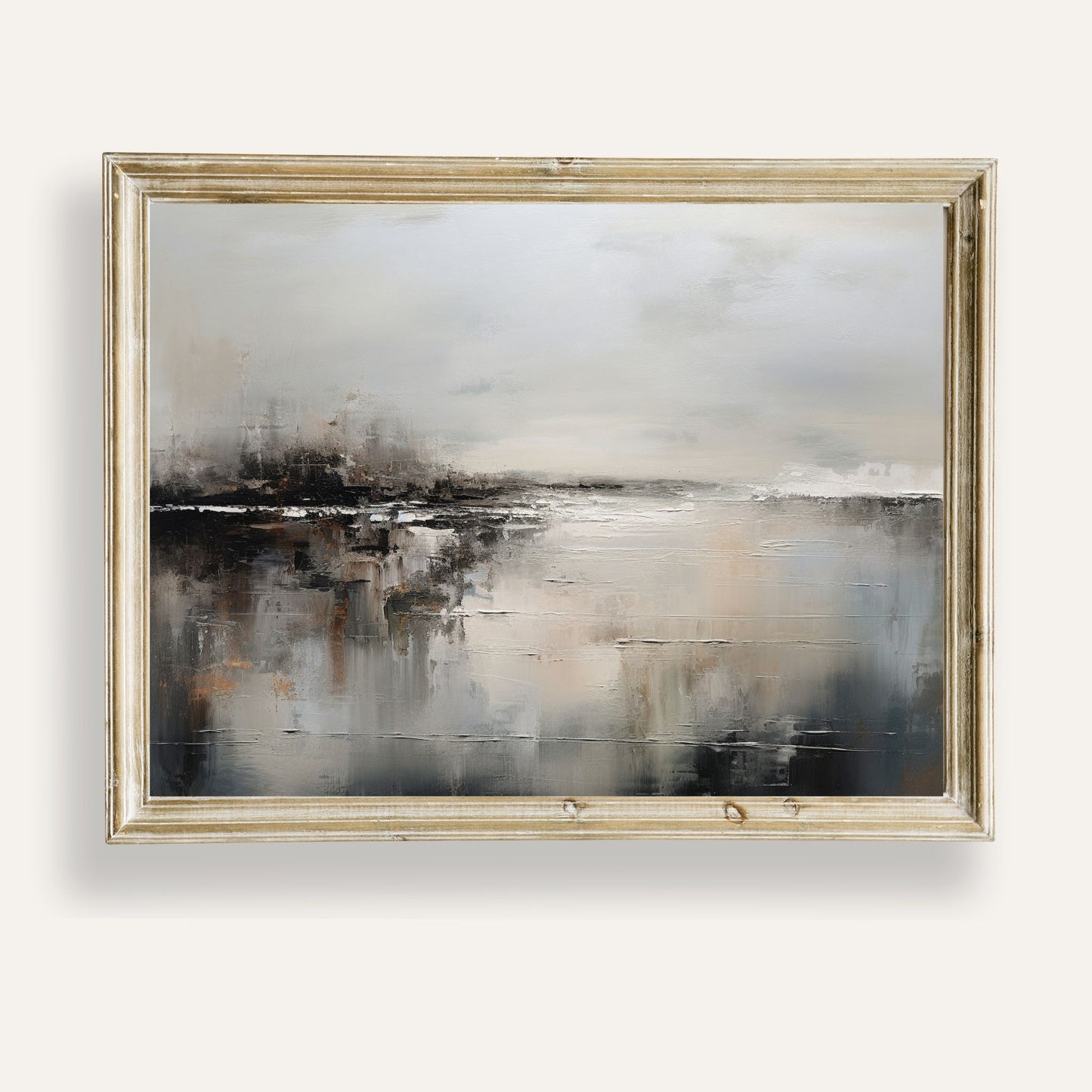 Abstract landscape print in soft neutral tones for calming interiors