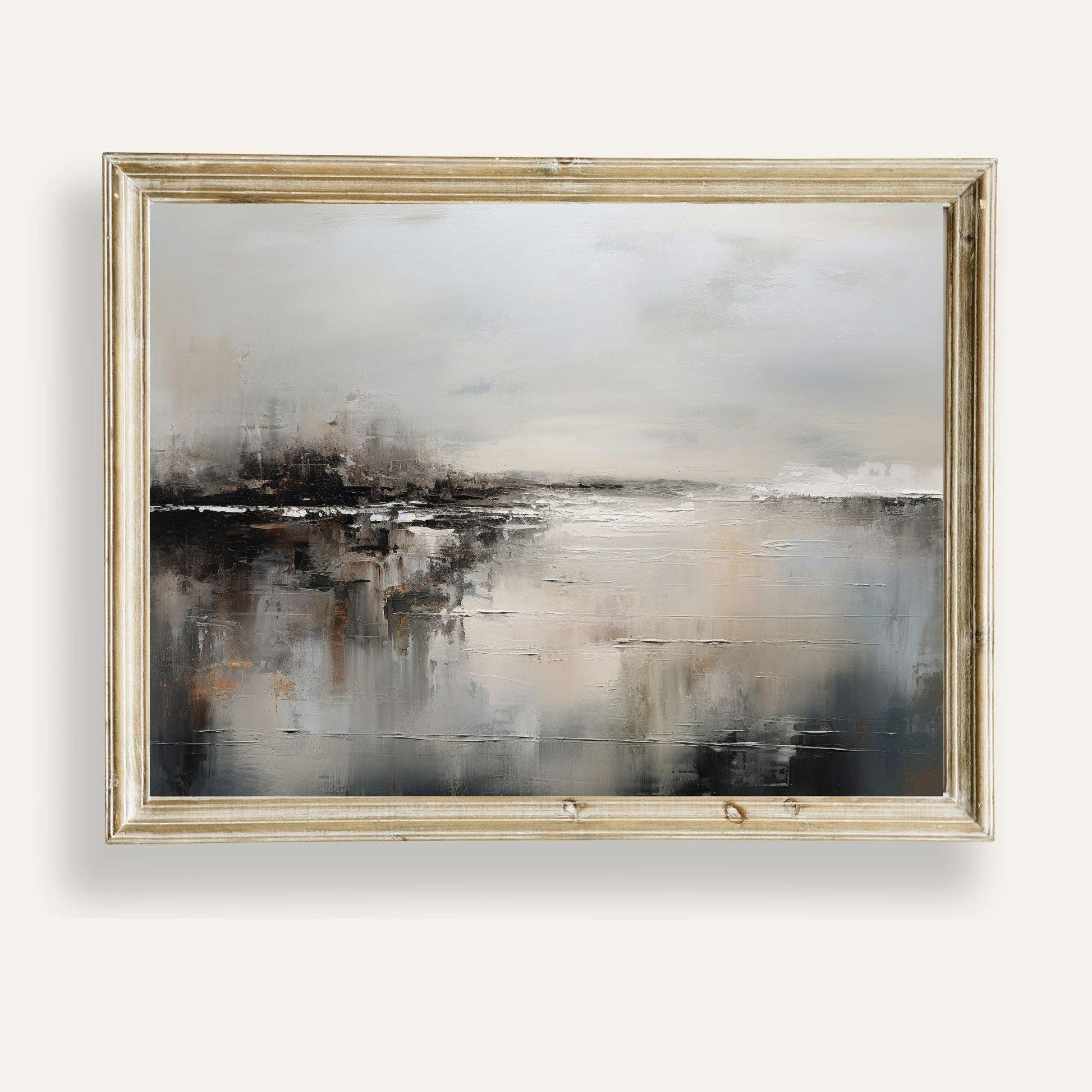 Abstract landscape print in soft neutral tones for calming interiors