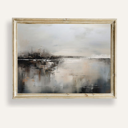 Abstract landscape print in soft neutral tones for calming interiors