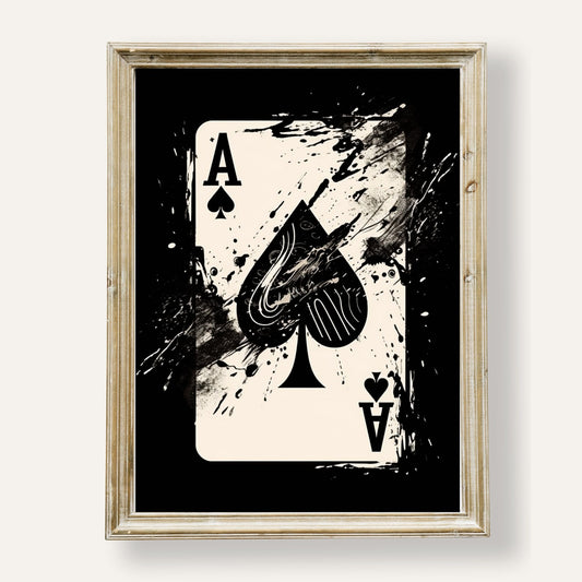 Artistic Ace of Spades poster with bold lines and elegant flair