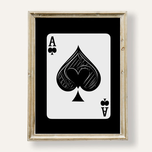 Ace of Spades design poster with bold lines and timeless style