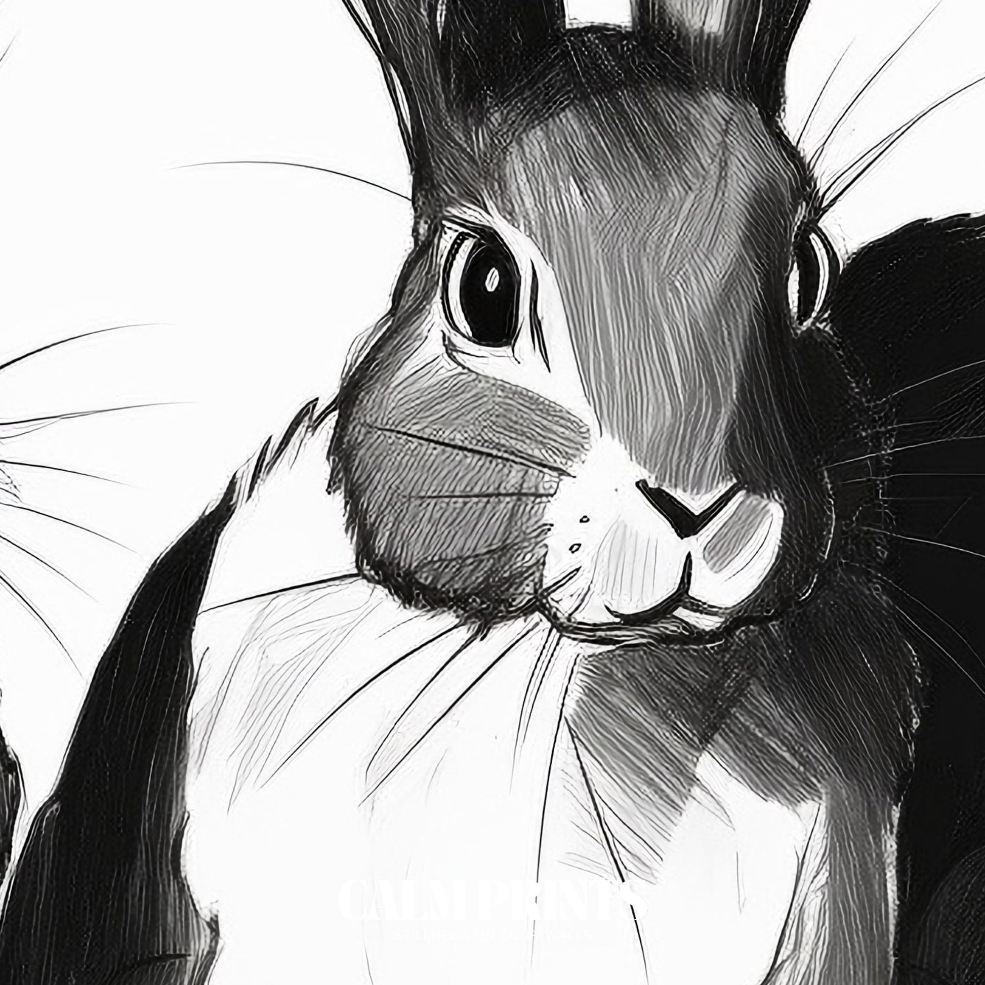 Adorable rabbits captured in black and white sketch for a timeless look
