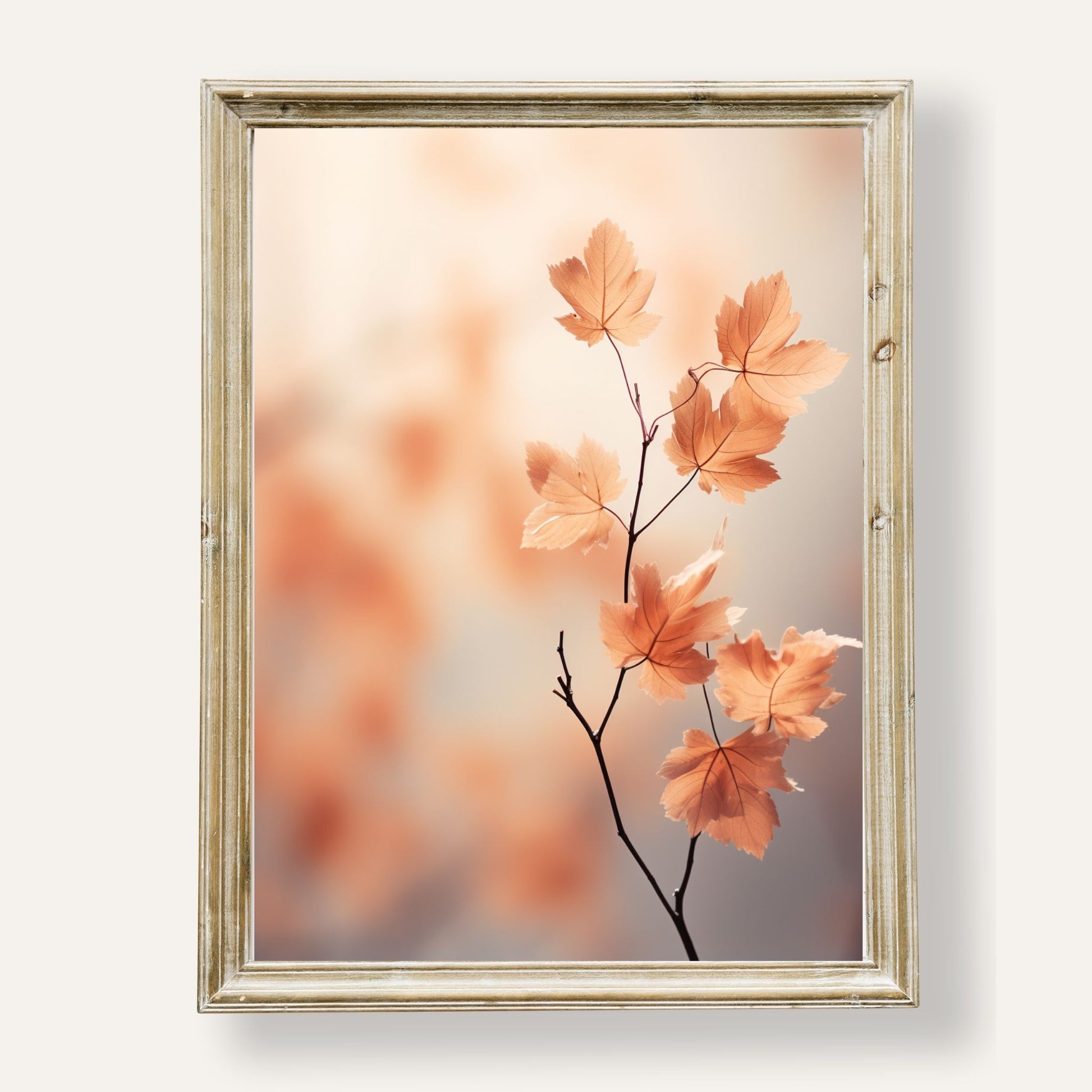 Serene nature photography poster of autumn leaves in peaceful stillness