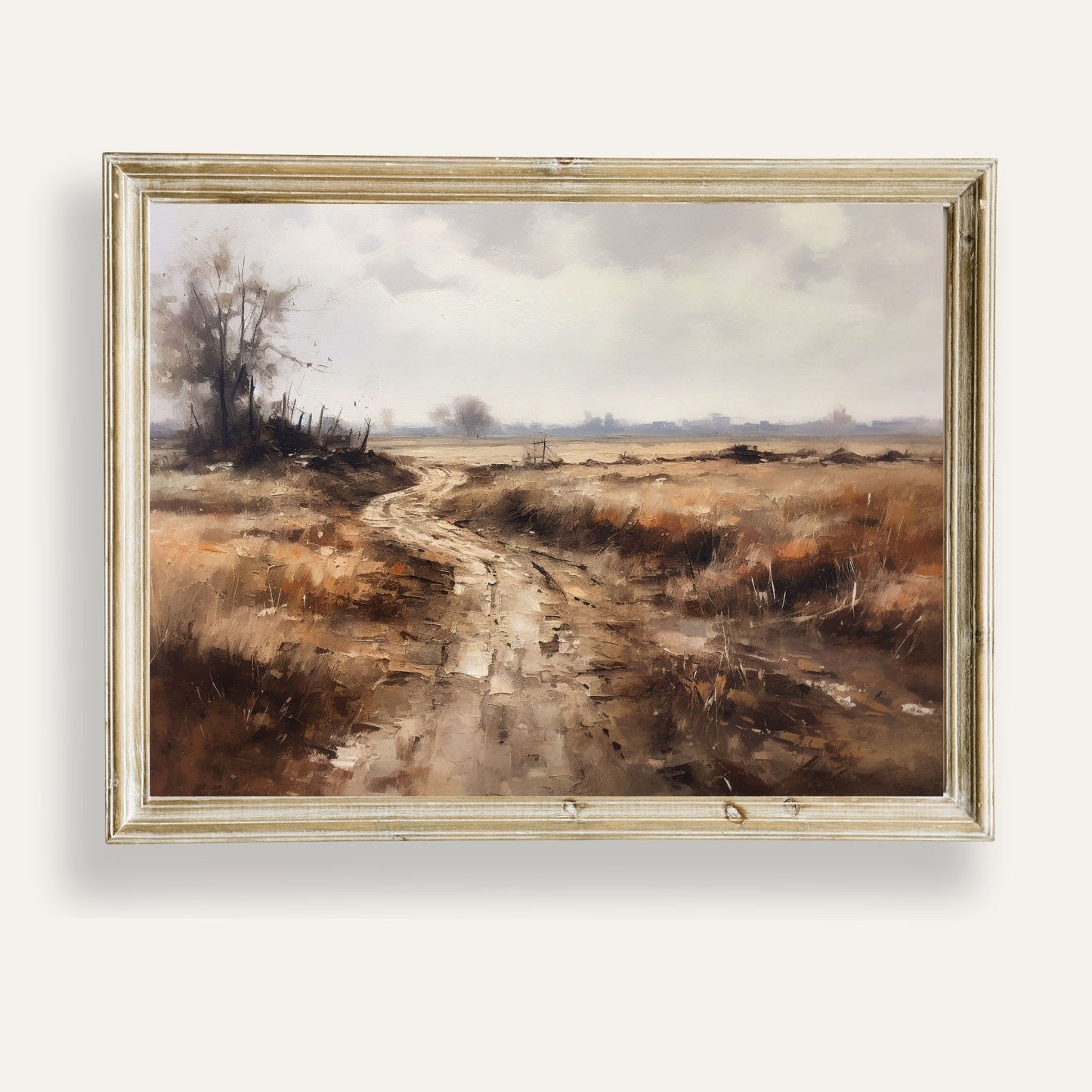 Peaceful autumn pathway surrounded by golden trees and fallen leaves