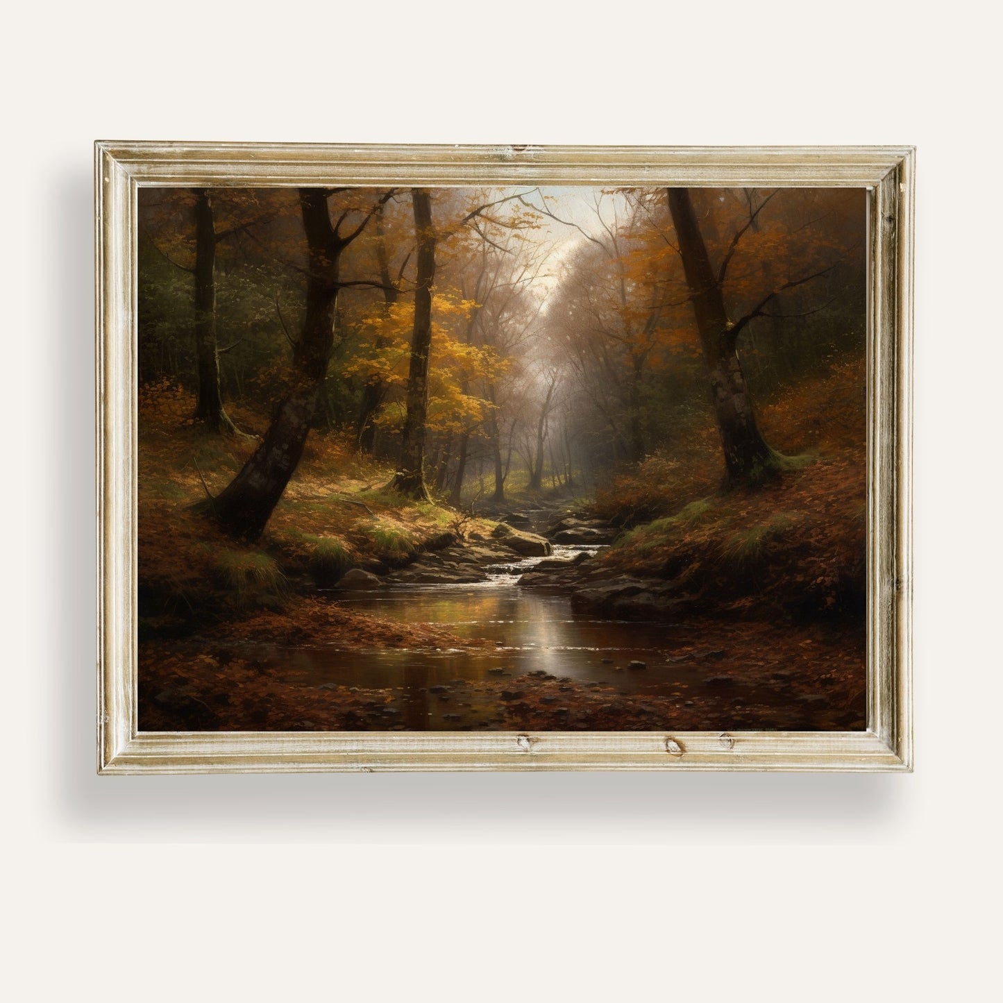 Serene Scandinavian forest in autumn with golden leaves and gentle stillness