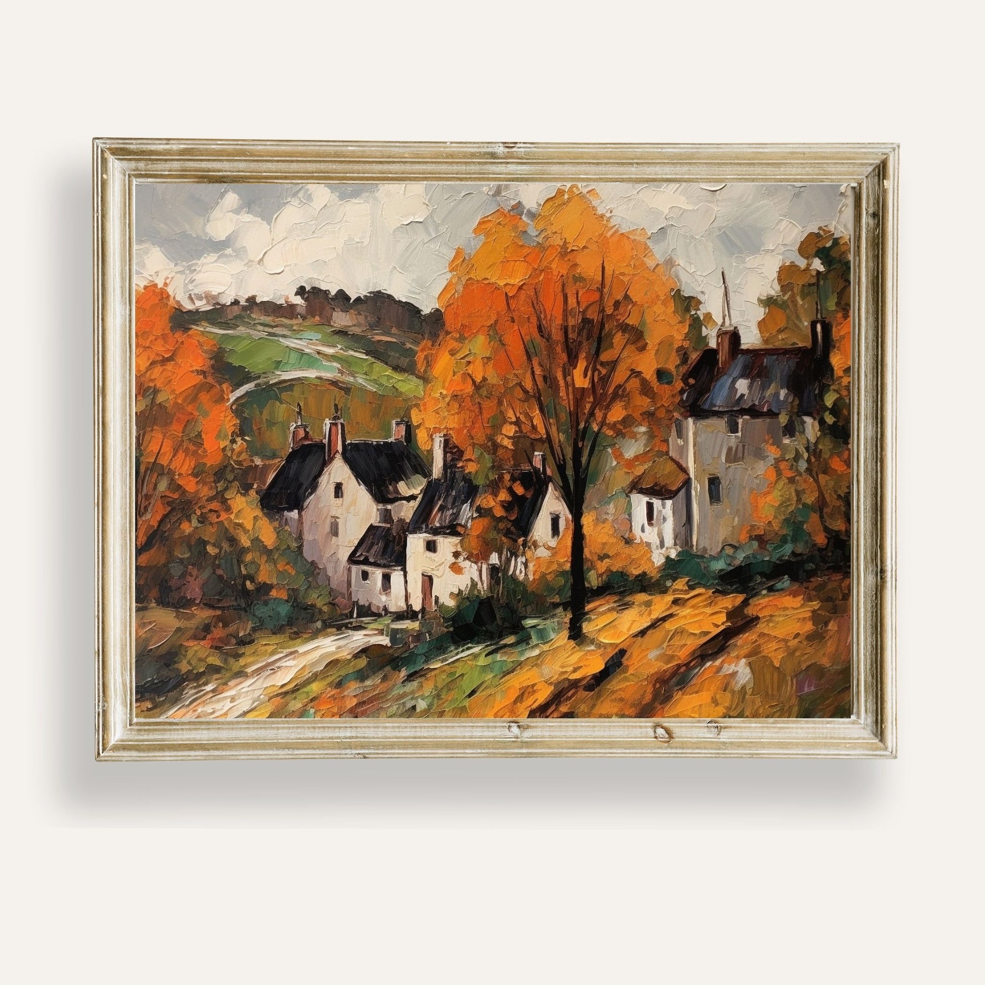 Charming village landscape wrapped in golden autumn colours and soft light