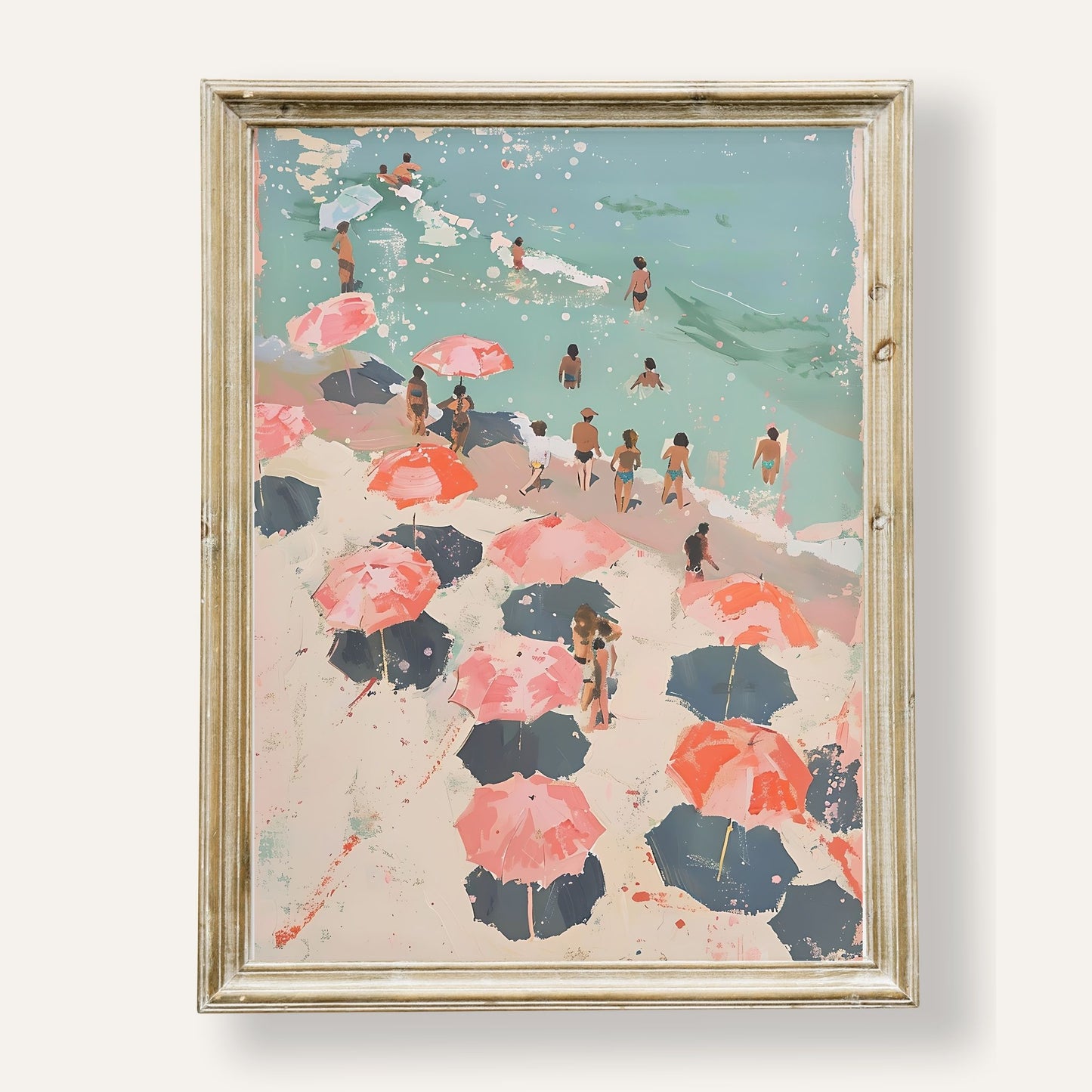 Blissful beach day scene with golden sand, soft waves, and clear skies