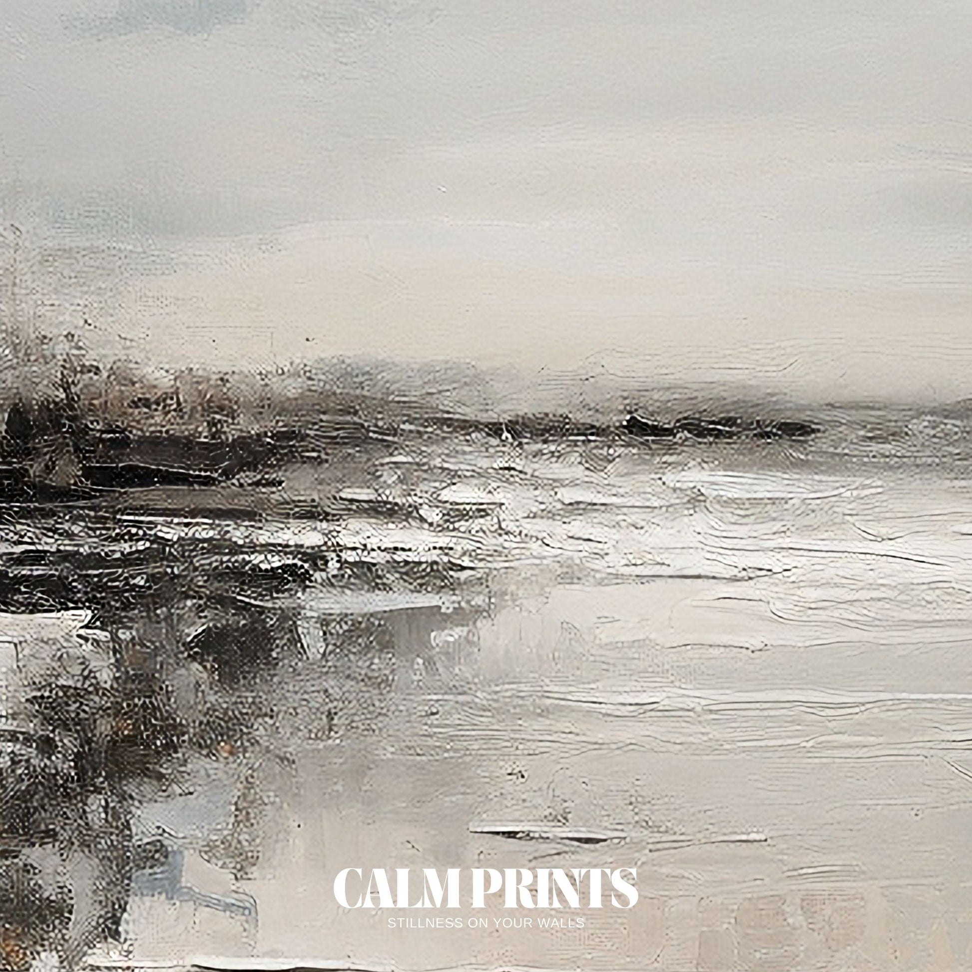 Abstract landscape art in beige and grey tones for a serene look