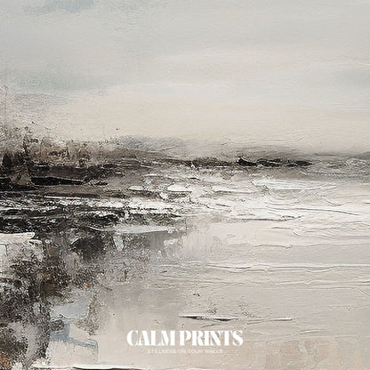 Abstract landscape art in beige and grey tones for a serene look