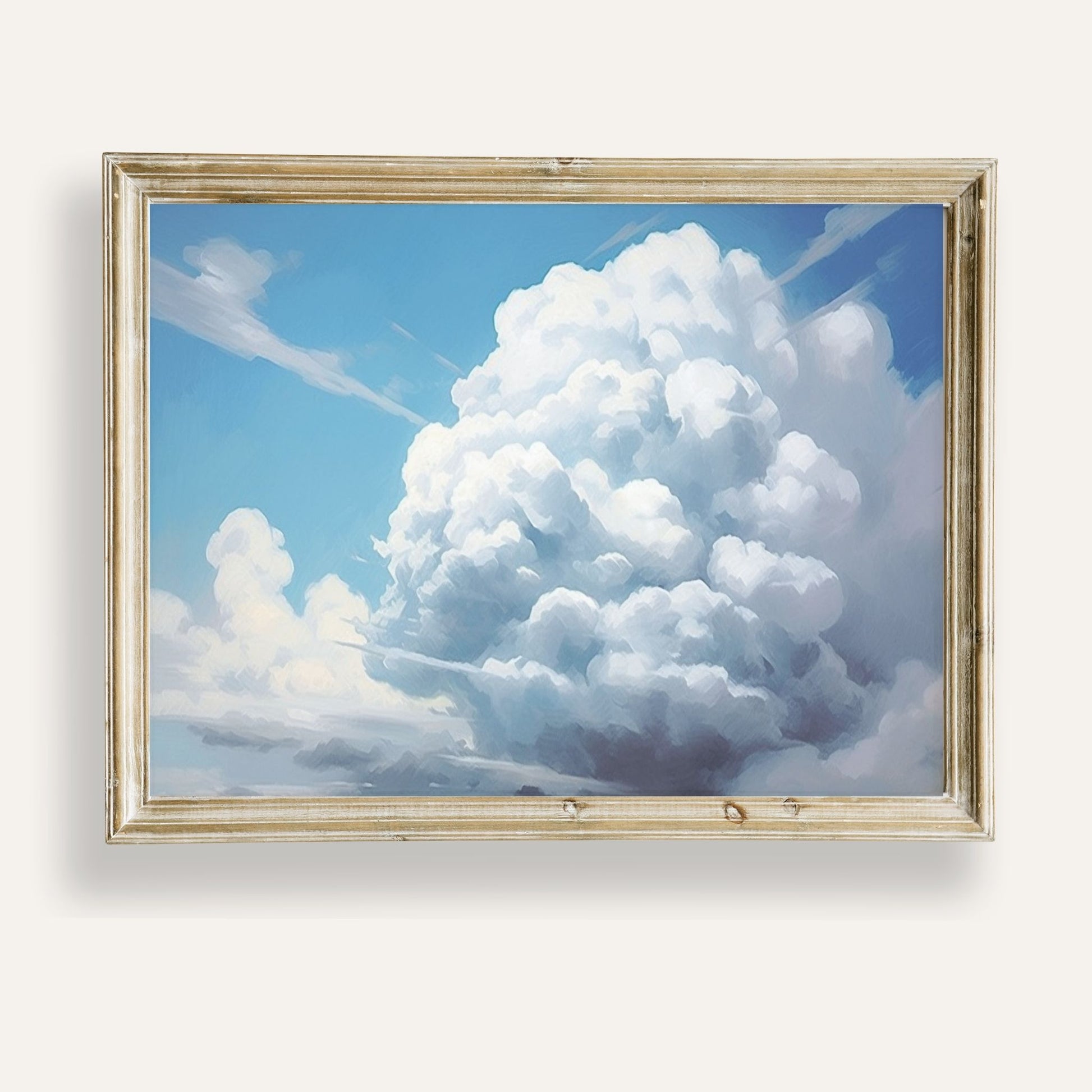 Billowing white clouds floating gently in a clear blue sky