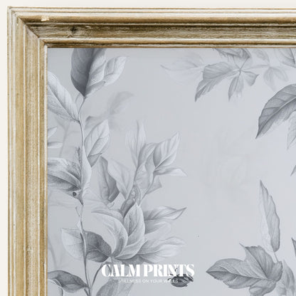 Art print of a delicate blue bird nestled in soft forest foliage
