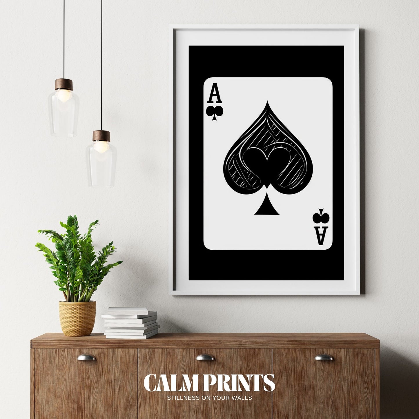 Black and white Ace of Spades design with a minimalist edge