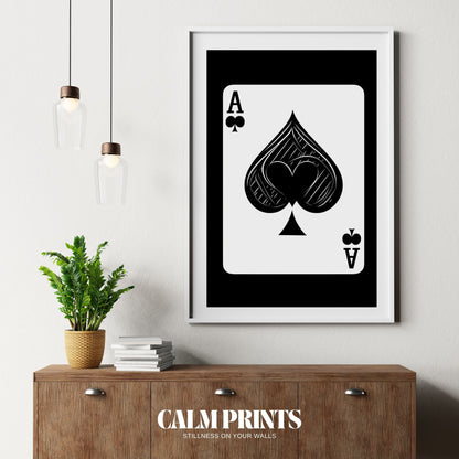 Black and white Ace of Spades design with a minimalist edge