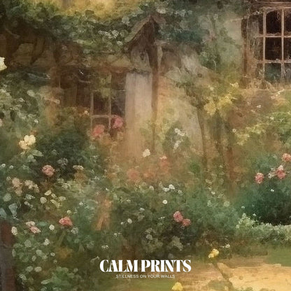 Cottage garden scene with walls and paths wrapped in seasonal blooms

