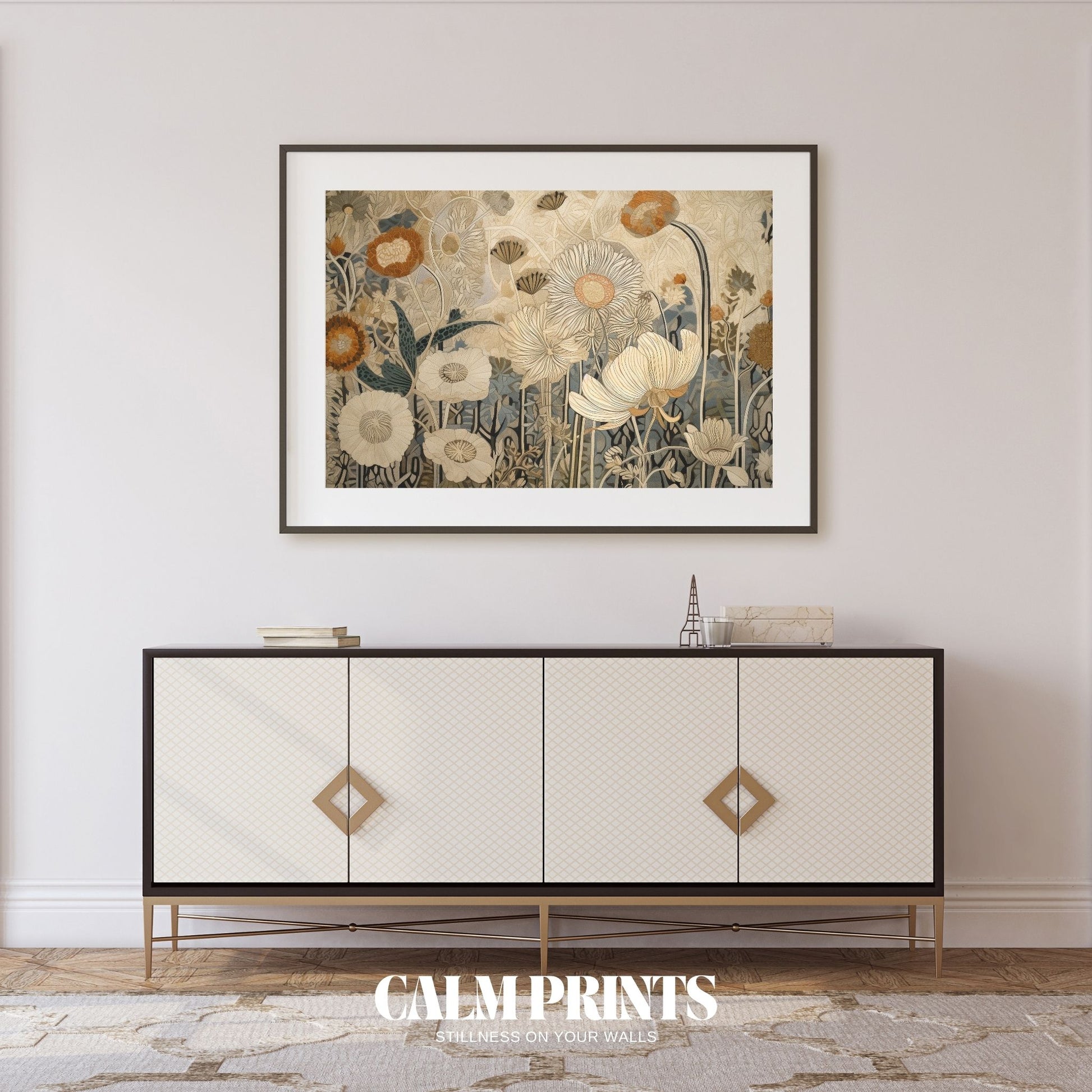 Art print of a blooming plant expressing botanical harmony and grace
