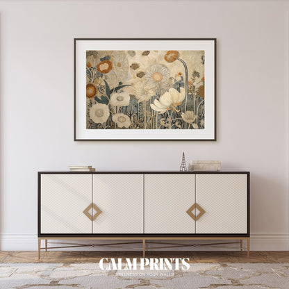 Art print of a blooming plant expressing botanical harmony and grace
