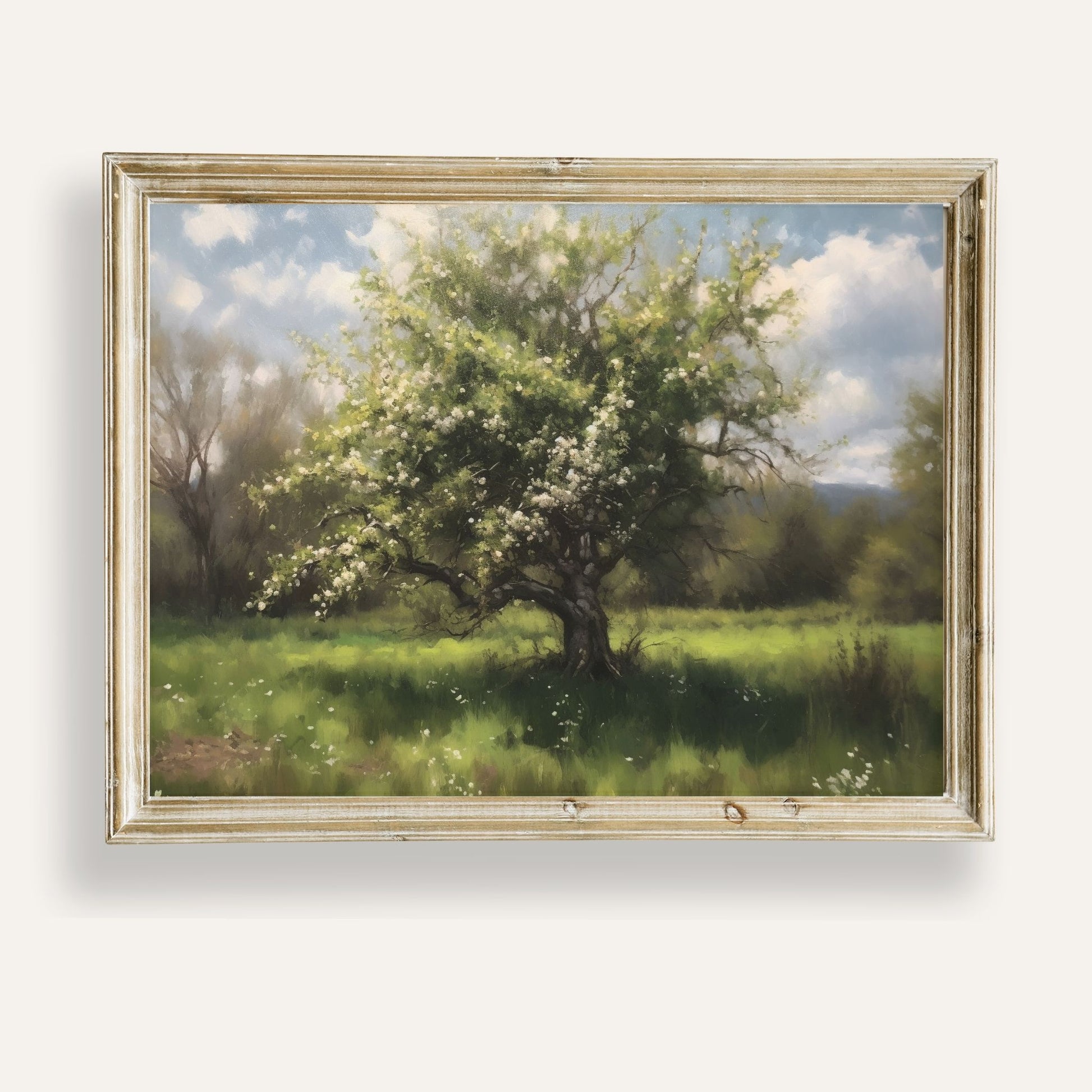 Blossoming tree in a vibrant spring landscape filled with warmth and renewal