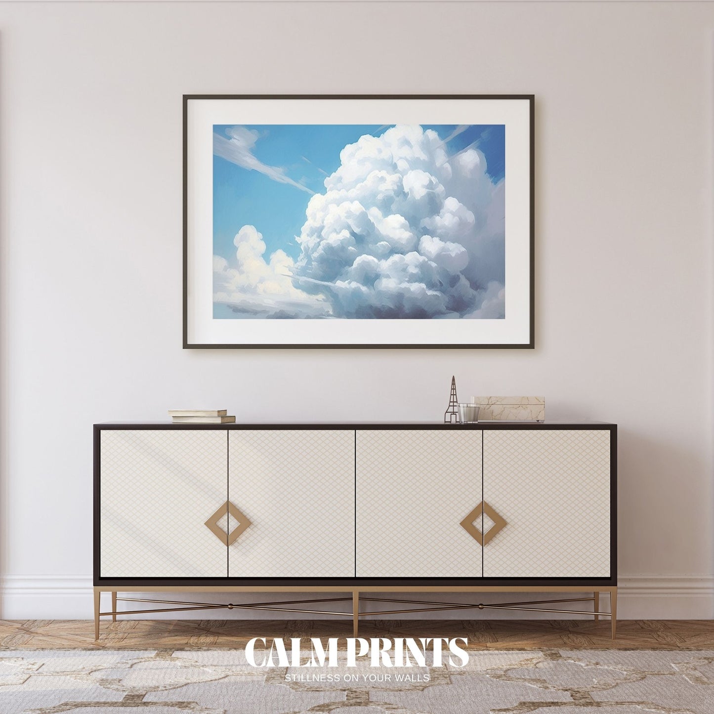 Tranquil cloudscape with soft clouds set against a vivid blue sky