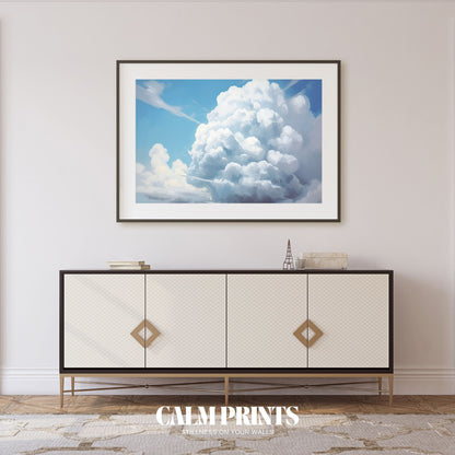 Tranquil cloudscape with soft clouds set against a vivid blue sky