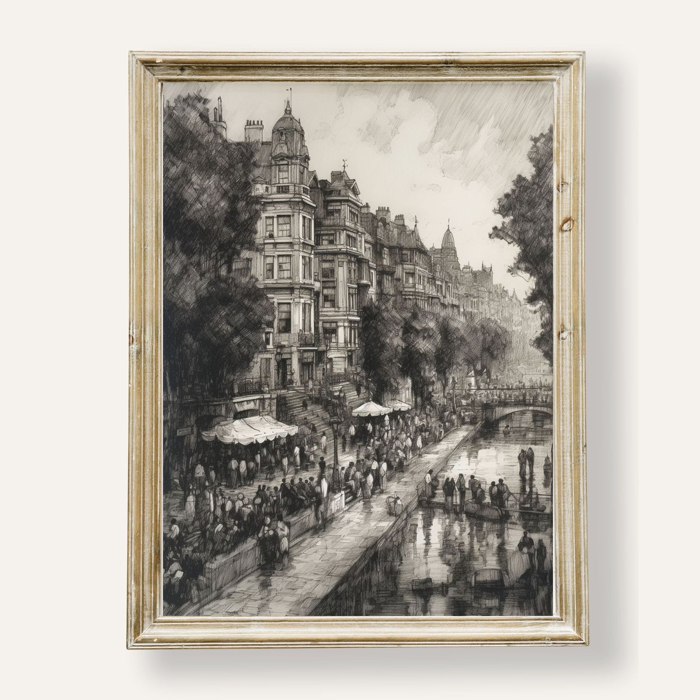 Charming urban street scene with lively buildings and everyday city charm
