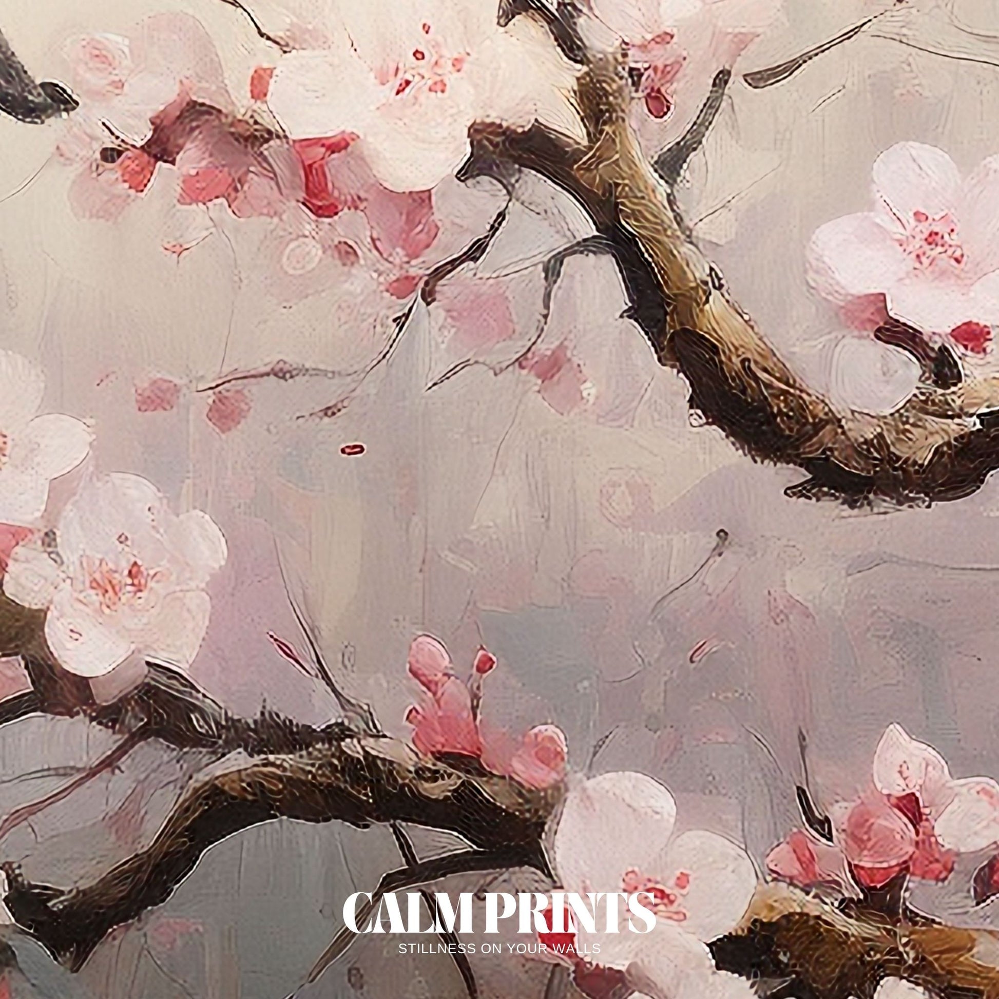 Poster of cherry blossoms drifting above calm water in early spring
