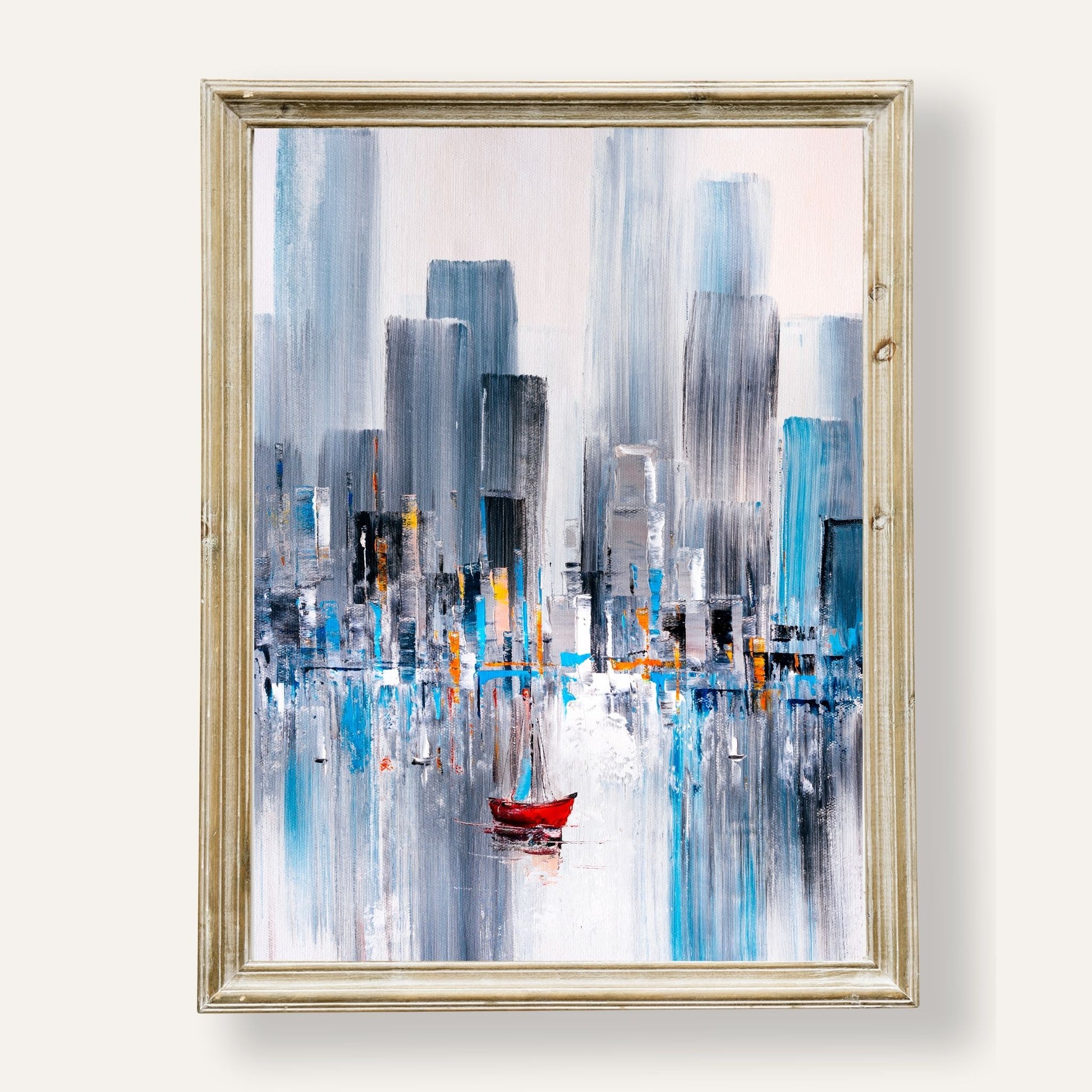 Abstract interpretation of city reflections in glassy surfaces and moody tones
