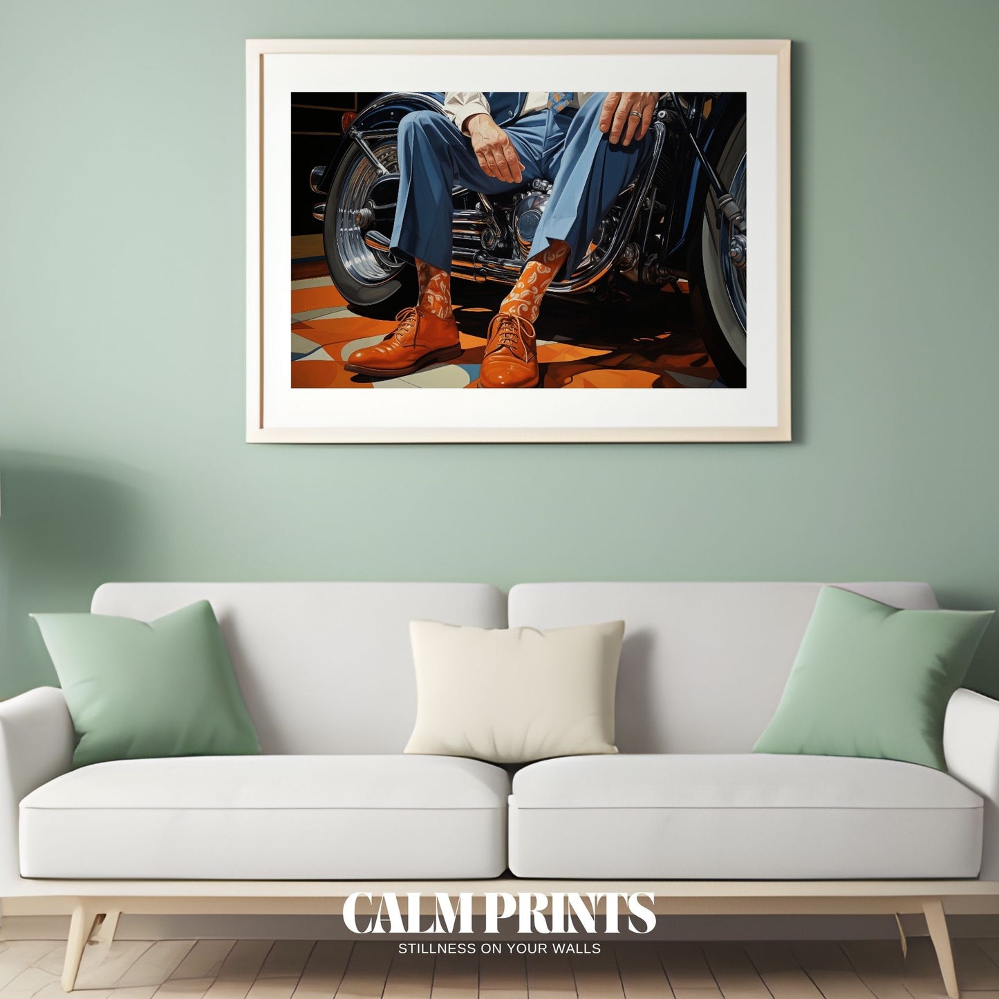 Poster of a classic British cyclist dressed in retro elegance
