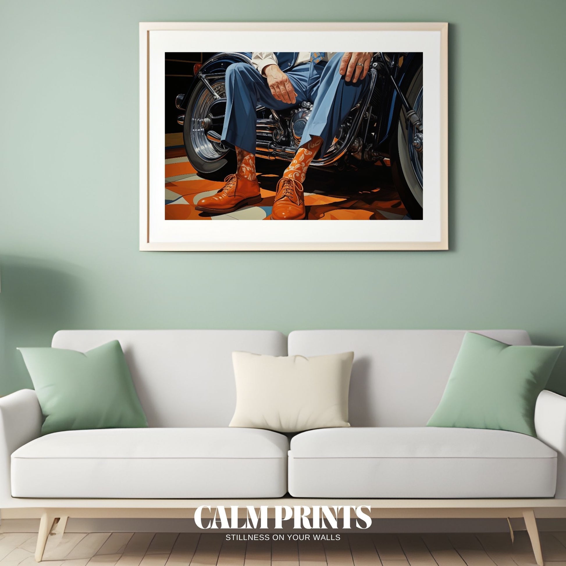 Poster of a classic British cyclist dressed in retro elegance
