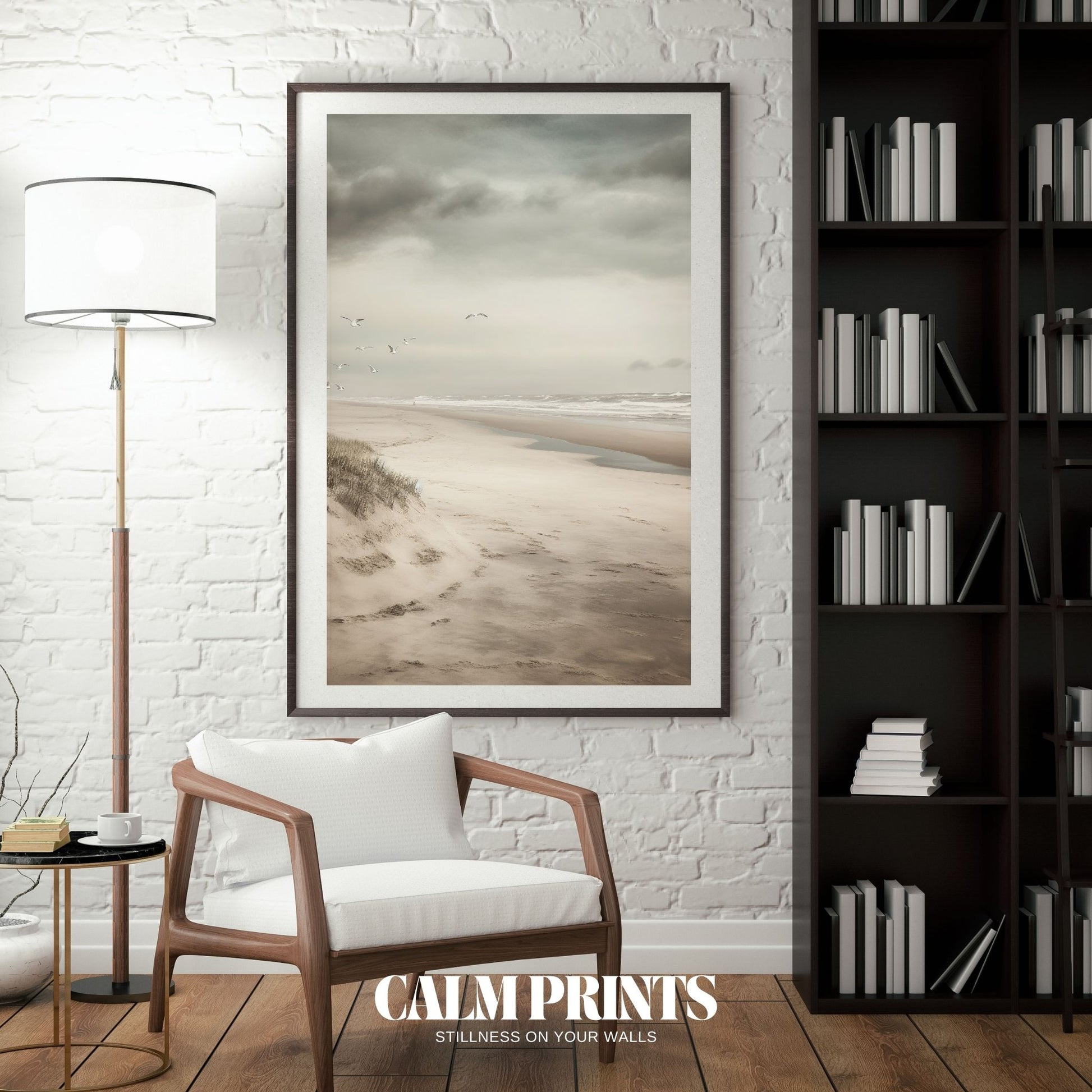 Coastal breeze captured with soaring birds over a calm ocean view
