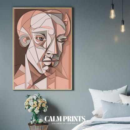 Portrait poster using colour blocking and geometric abstraction