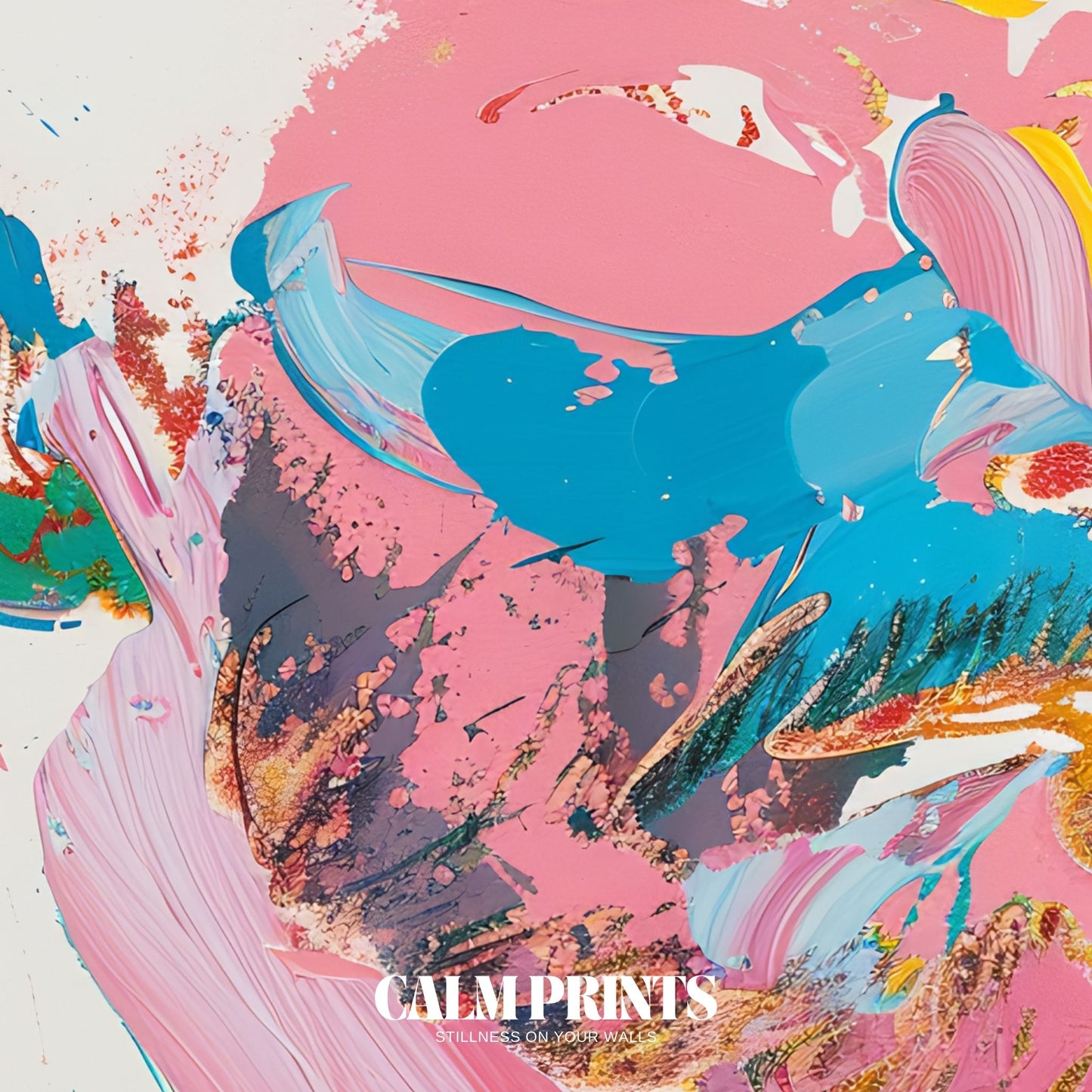 Abstract face painting with bold colour pops and dynamic textures
