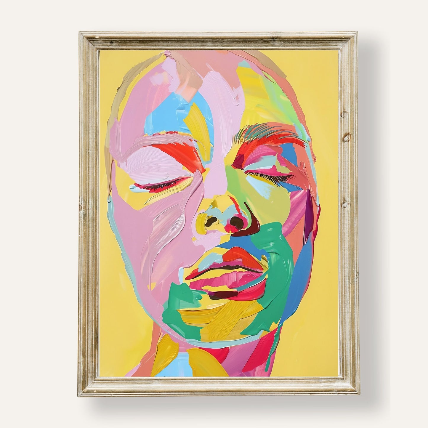 Abstract face artwork in vibrant colours symbolising balance and emotion
