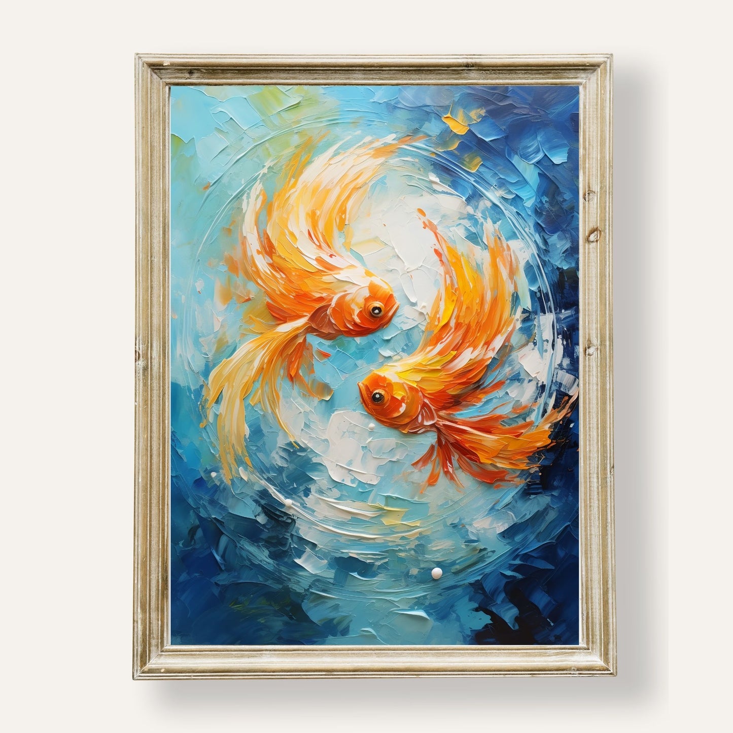 Vibrant koi fish swirling gracefully in a harmonious and colourful composition
