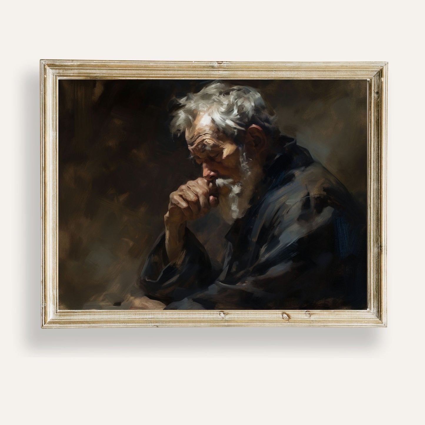 Portrait of a contemplative elder reflecting in stillness and quiet thought
