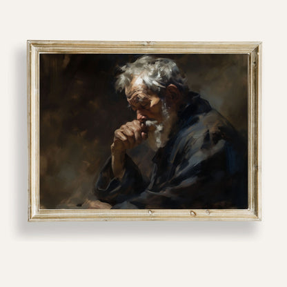 Portrait of a contemplative elder reflecting in stillness and quiet thought
