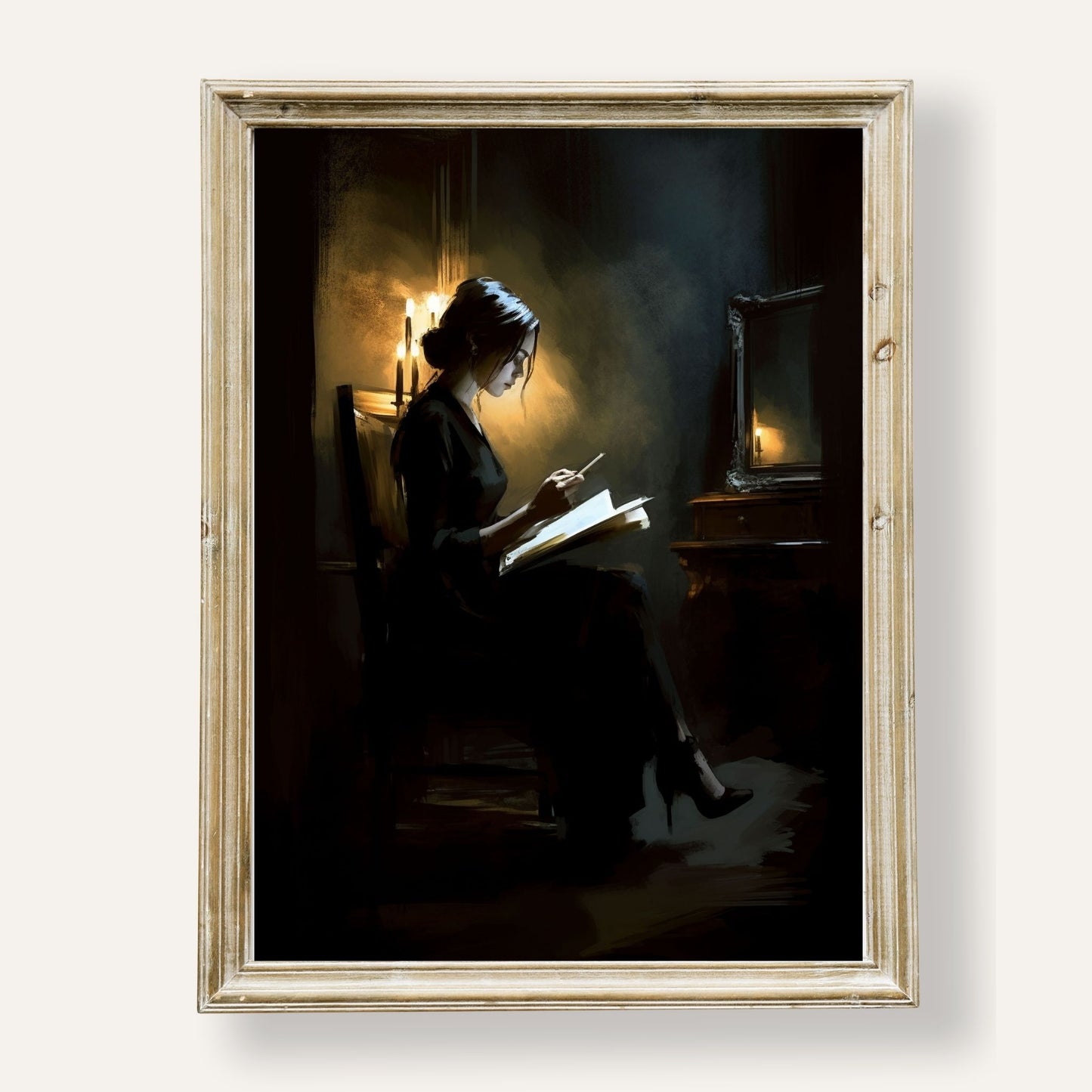 Peaceful evening sketch capturing a quiet moment of reflection at dusk
