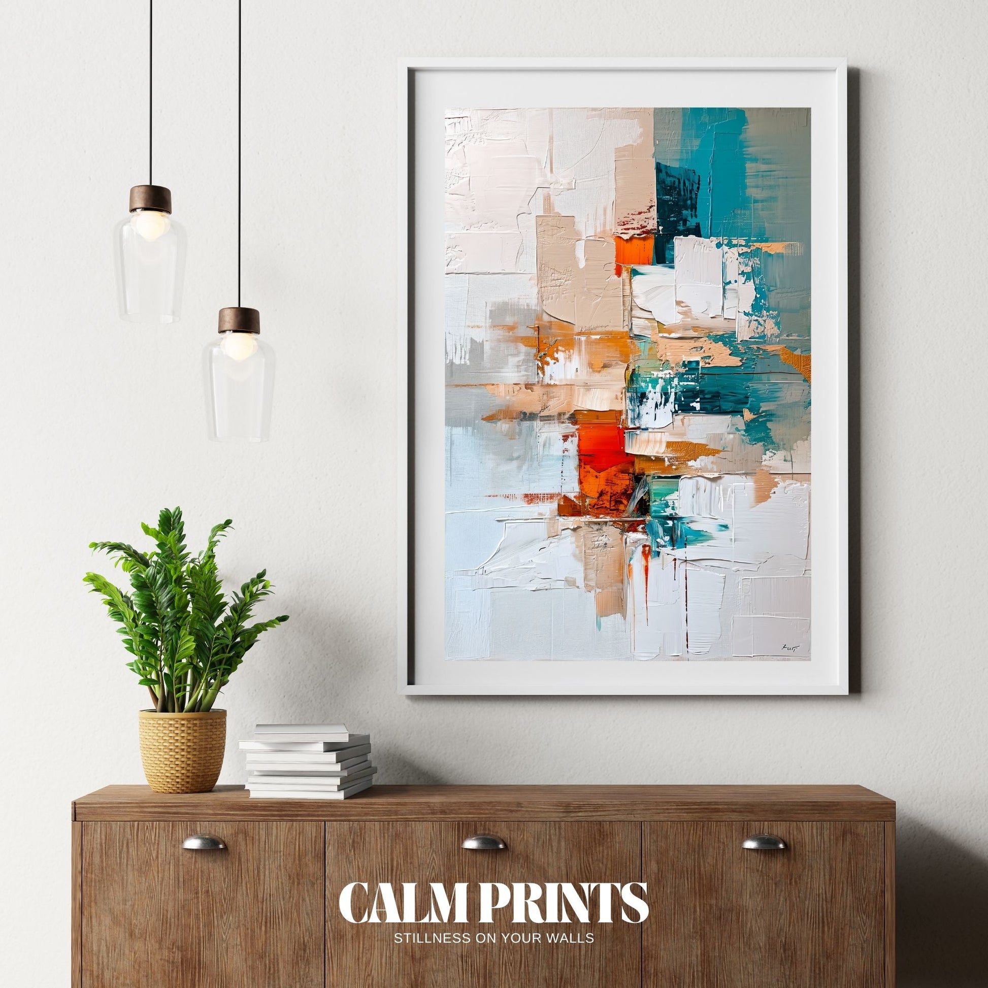 Contemporary abstract artwork with rich colour blends and fluid movement
