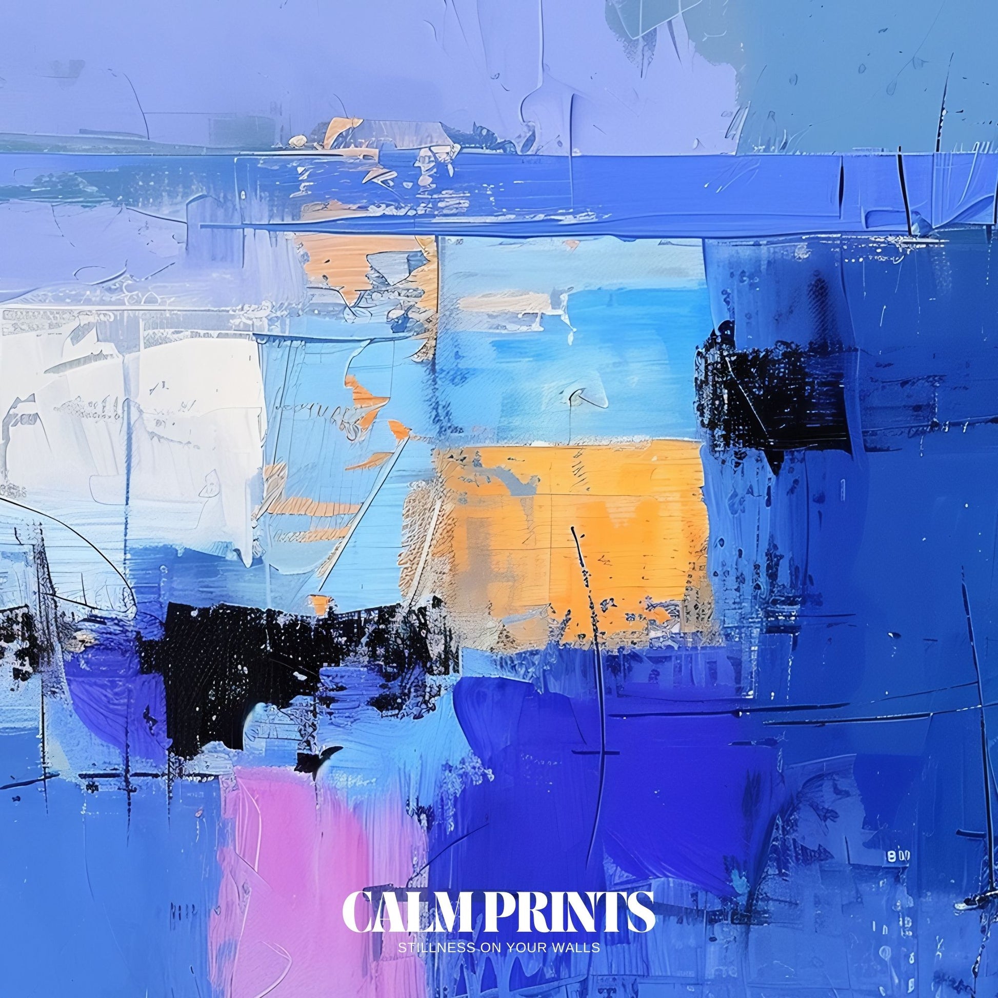 Cool-toned abstract wall art perfect for calm interior styling