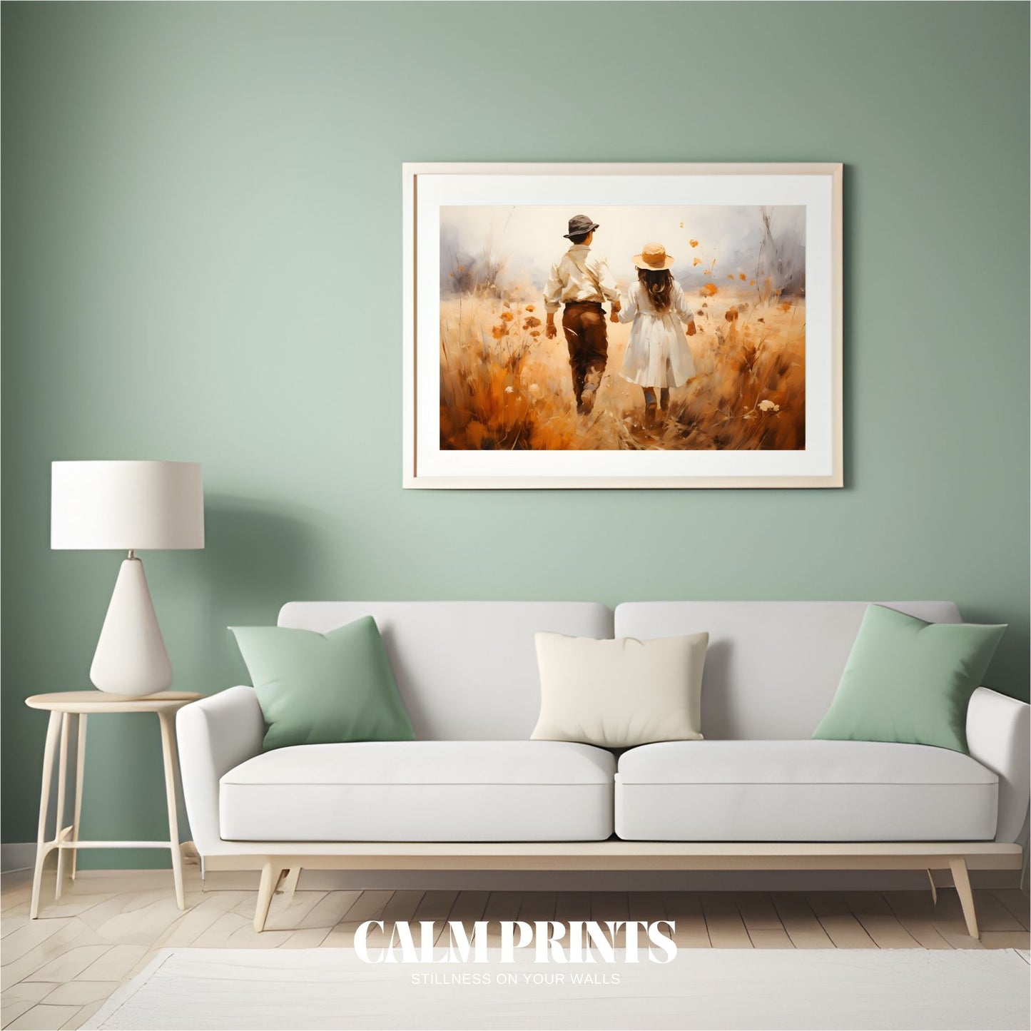 Country path winding through golden fields in soft evening light